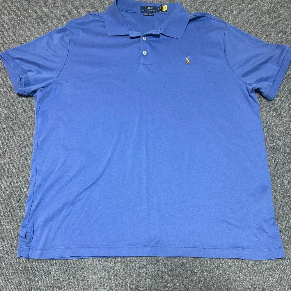 Polo Ralph Lauren Mens Custom Slim Fit Polo Shirt Blue XL Short Sleeve Pony Logo